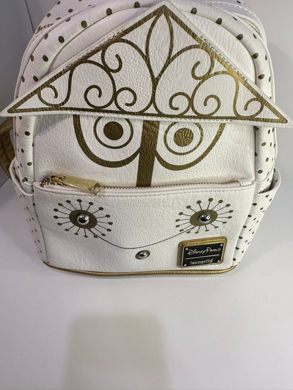 Loungefly Disney Parks Small World Backpack White Gold Mini Bag
